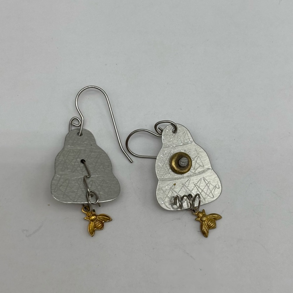 Pair of Bumble bee bee hive‎ fish hook earrings